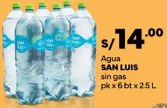 Plaza Vea Agua SAN LUIS sin gas pk x 6 btx 2.5 L oferta