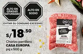 Plaza Vea Chorizo parrillero CASA EUROPA pq x 500 g oferta