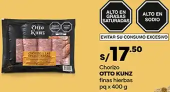 Plaza Vea Chorizo OTTO KUNZ finas hierbas pq x 400 g oferta