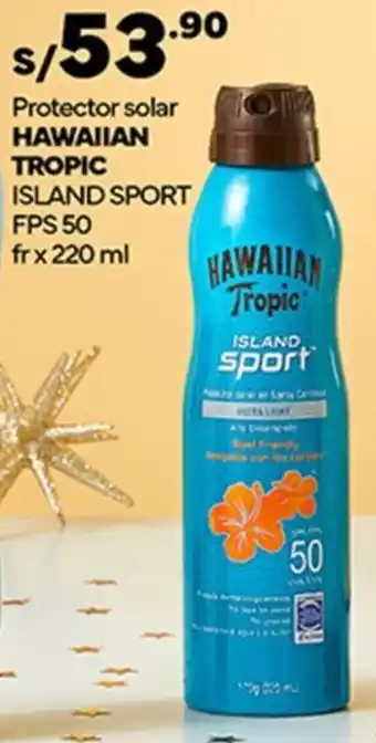 Plaza Vea Protector solar HAWAIIAN TROPIC ISLAND SPORT FPS 50 fr x 220 ml oferta