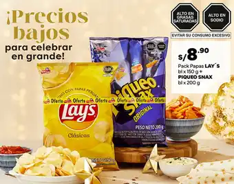 Plaza Vea Pack Papas LAY'S bl x 150 g + PIQUEO SNAX bl x 200 g oferta