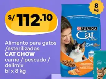Plaza Vea Alimento para gatos /esterilizados CAT CHOW carne / pescado / delimix bl x 8 kg oferta