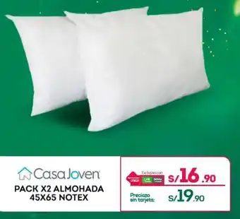 Tottus Casa Joven PACK X2 ALMOHADA 45X65 NOTEX oferta