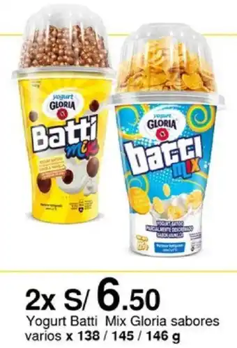 Metro Yogurt Batti Mix Gloria sabores varios x 138/145/146 g oferta