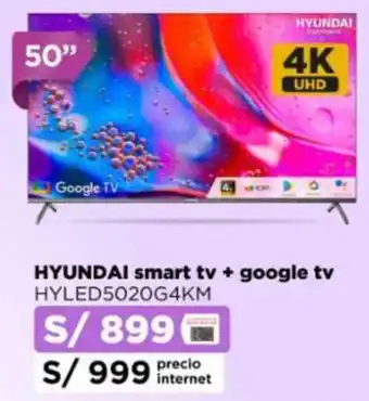 Ripley HYUNDAI smart tv + google tv HYLED5020G4KM oferta