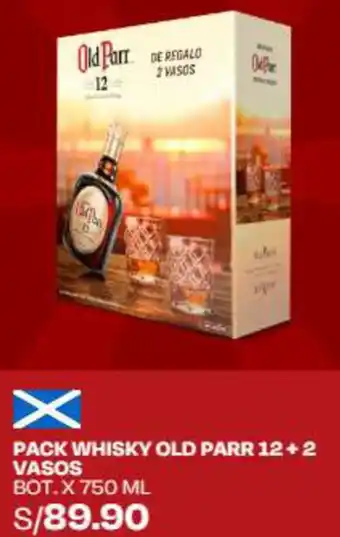 Wong PACK WHISKY OLD PARR 12+2 VASOS BOT. X 750 ML oferta