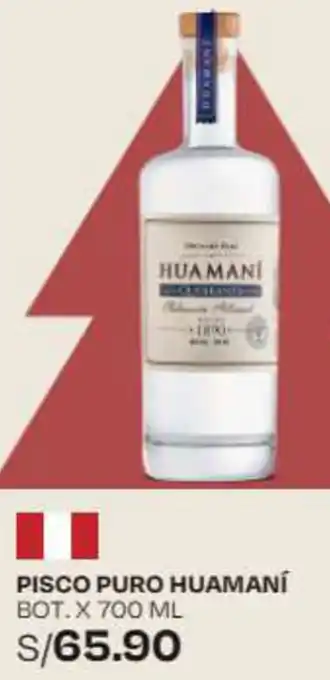 Wong PISCO PURO HUAMANÍ BOT.X 700 ML oferta