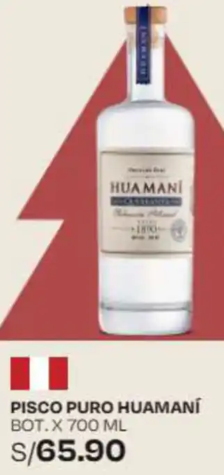 Wong PISCO PURO HUAMANÍ BOT.X 700 ML oferta