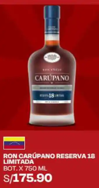 Wong RON CARÚPANO RESERVA 18 LIMITADA BOT.X 750 ML oferta
