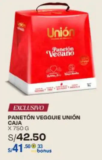 Wong PANETÓN VEGGUIE UNIÓN CAJA x 750g oferta