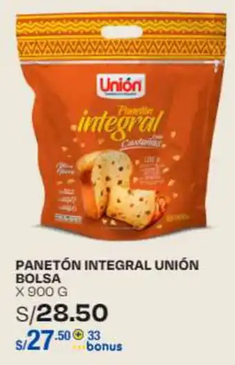 Wong PANETÓN INTEGRAL UNIÓN BOLSA x 900g oferta