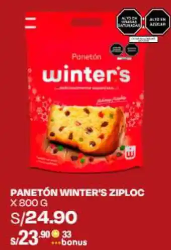 Wong PANETÓN WINTER'S ZIPLOC X 800 G oferta