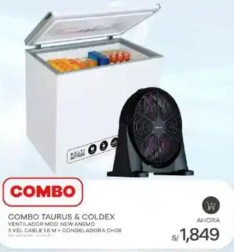 Estilos COMBO TAURUS & COLDEX VENTILADOR MOD. NEW ANEMO 3 VEL CABLE 16 M+CONGELADORA CHOB oferta