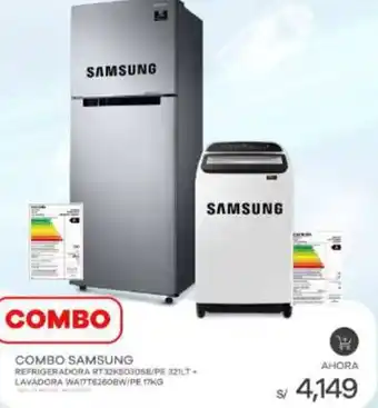 Estilos COMBO SAMSUNG REFRIGERADORA RT32K503058/PE 321LT + LAVADORA WA17T6260BW/PE 17KG oferta