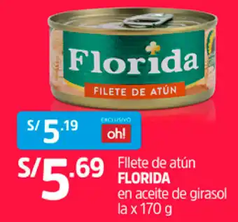 Plaza Vea Filete de Atún Florida en Aceite de Girasol 170g 120g oferta