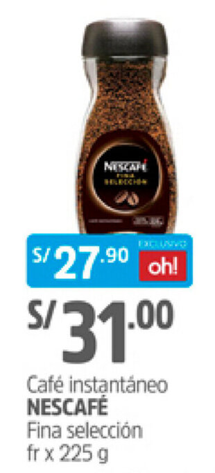 Plaza Vea Café Instantáneo Nescafé Fina Selección 225g oferta