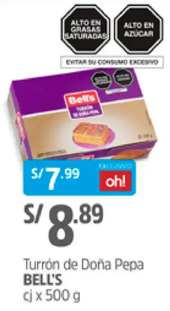 Plaza Vea Turrón de Doña Pepa Bell's 500g oferta