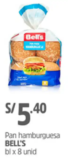 Plaza Vea Pan Hamburguesa bell's 8 unid oferta