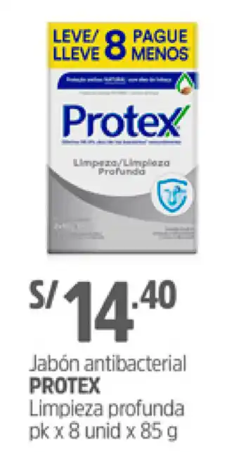 Plaza Vea Jabón Antibacterial Protex Limpieza Profunda 8 x 85g oferta