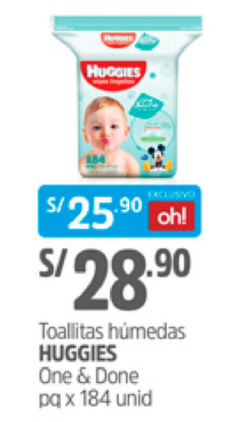Plaza Vea Toallitas Húmedas Huggies One & Done 184 unid oferta