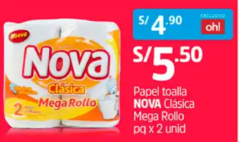 Plaza Vea Papel Toalla Nova Clásica Mega Rollo 2 unid oferta