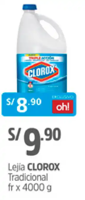 Plaza Vea Lejía Clorox Tradicional 4000g oferta