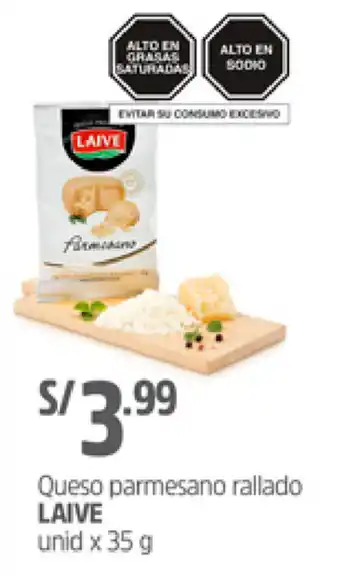 Plaza Vea Queso Parmesano Rallado Laive 35g oferta