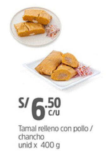 Plaza Vea Tamal Relleno con Pollo/Chancho 400g oferta