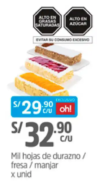 Plaza Vea Mil Hojas de Durazno/Fresa/Manjar oferta