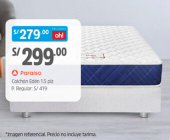 Plaza Vea Paraiso Colchón Edén 1.5 plz oferta