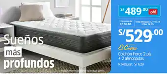 Plaza Vea El Cisue Colchón Force 2 plz + 2 Almohadas oferta