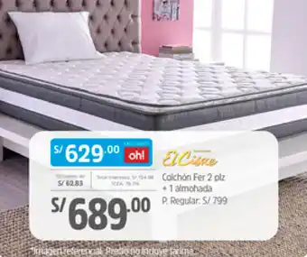 Plaza Vea El Cisue Colchón Fer 2 plz + 1 Almohada oferta