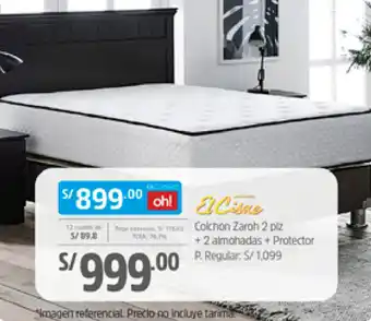 Plaza Vea El Cisue Colchón Zaroh 2 plz + 2 Almohadas + Protector oferta