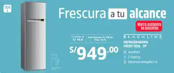 Plaza Vea Blackline Refrigeradora Frost 205L 2P oferta