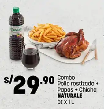 Combo Pollo rostizado + Papas + Chicha NATURALE bt x 1L