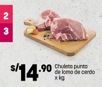 Plaza Vea Chuleta punta de lomo de cerdo x kg oferta