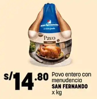 Plaza Vea Pavo entero con menudencia SAN FERNANDO x kg oferta