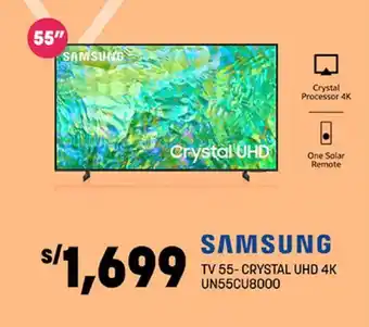 Plaza Vea SAMSUNG TV 55- CRYSTAL UHD 4K UN55CU8000 oferta