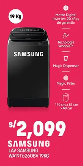 Plaza Vea LAV SAMSUNG WA19T6260BV 19KG oferta