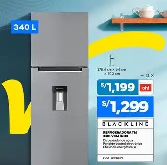 Plaza Vea BLACKLINE REFRIGERADORA TM 340L oferta