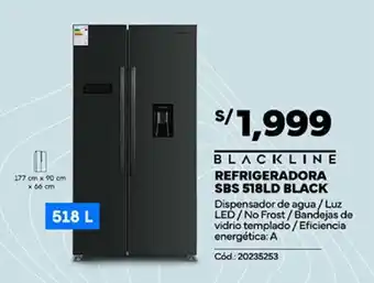 Plaza Vea BLACKLINE REFRIGERADORA SBS 518LD BLACK oferta