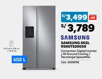 Plaza Vea SAMSUNG 602L RS60T5200S9 oferta