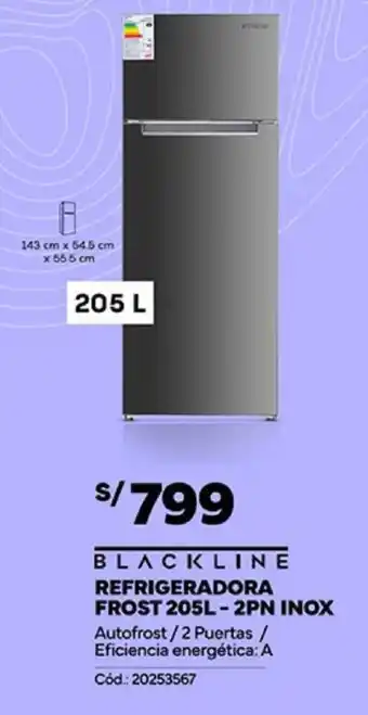Plaza Vea BLACKLINE REFRIGERADORA FROST 205L-2PN INOX oferta