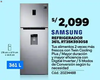 Plaza Vea SAMSUNG REFRIGERADOR 361L RT35K5930S8 oferta