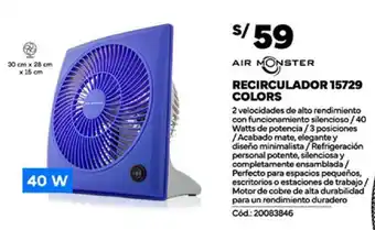 Plaza Vea AIR MONSTER RECIRCULADOR 15729 COLORS oferta