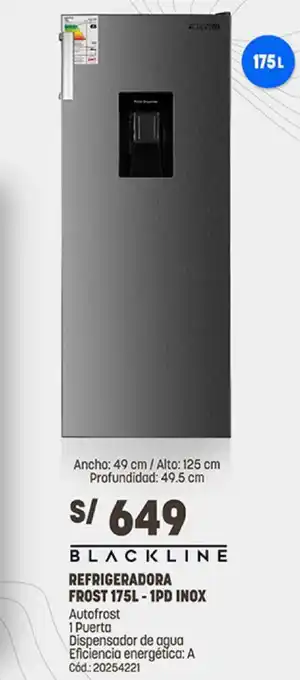 Plaza Vea BLACKLINE REFRIGERADORA FROST 175L-1PD INOX oferta