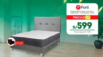 Tottus Forli DORMITORIO SAMAY 2 PLAZAS + CABECERA + ALMOHADA+ SOFÁ oferta