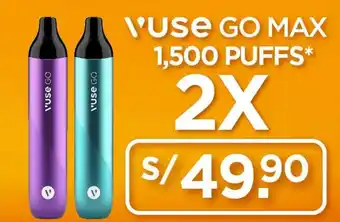 Tambo VUSE GO MAX 1,500 PUFFS x 2 oferta