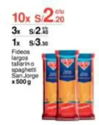 Metro Fideos largos talarino spaghetti San Jorge 500 g x 10 oferta