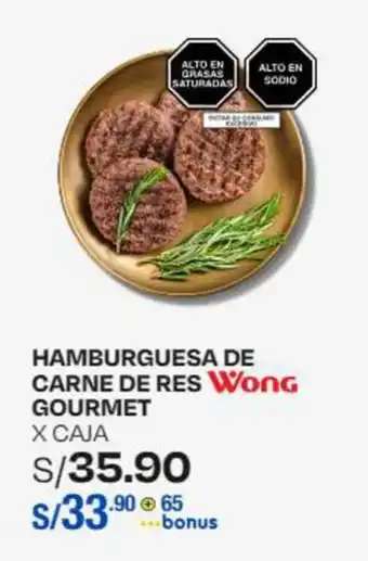 Wong HAMBURGUESA DE CARNE DE RES Wong GOURMET X CAJA oferta